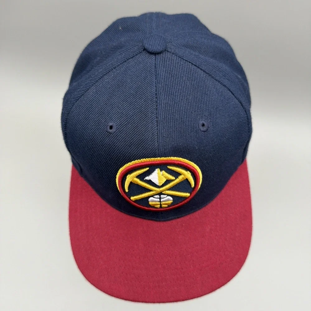 NBA Denver Nuggets Mitchell & Ness Snapback Cap 3D Logo Navy Maroon Hat EUC